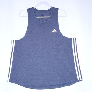 Adidas Women's Heather Gray 3-White Stripe Workout Tank Top Size 2XL